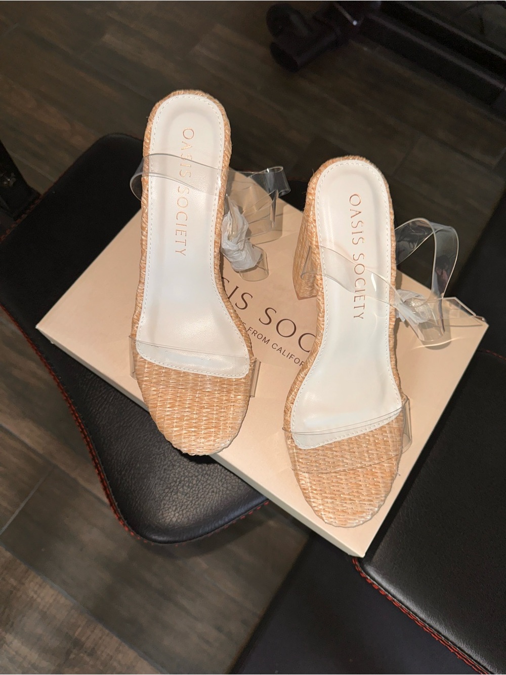 Clear-Strap Woven Block Heel Mule in Natural - Picture 2 of 2